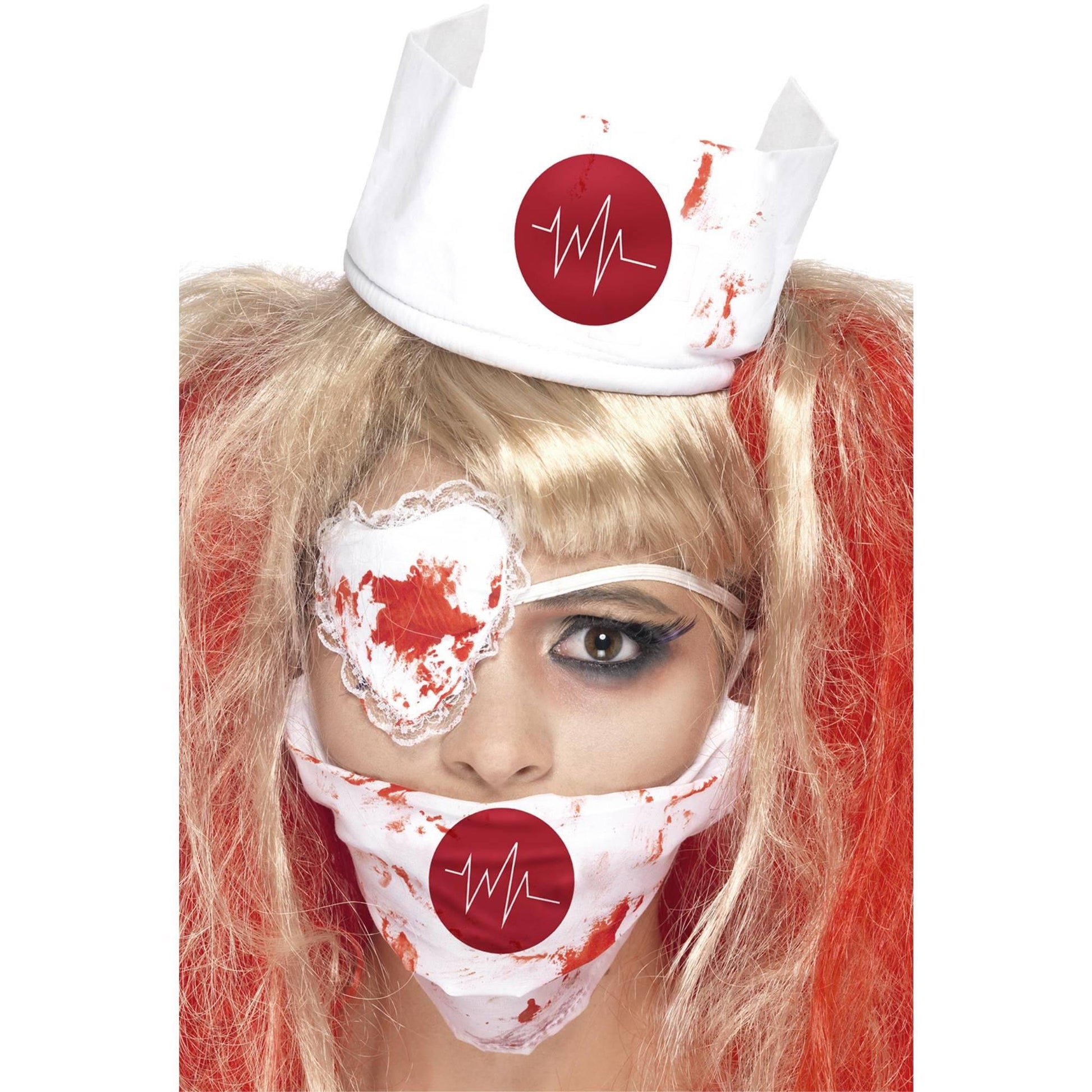 White-Red - Back - Smiffys Womens-Ladies Bloody Nurse Costume Accessory Set