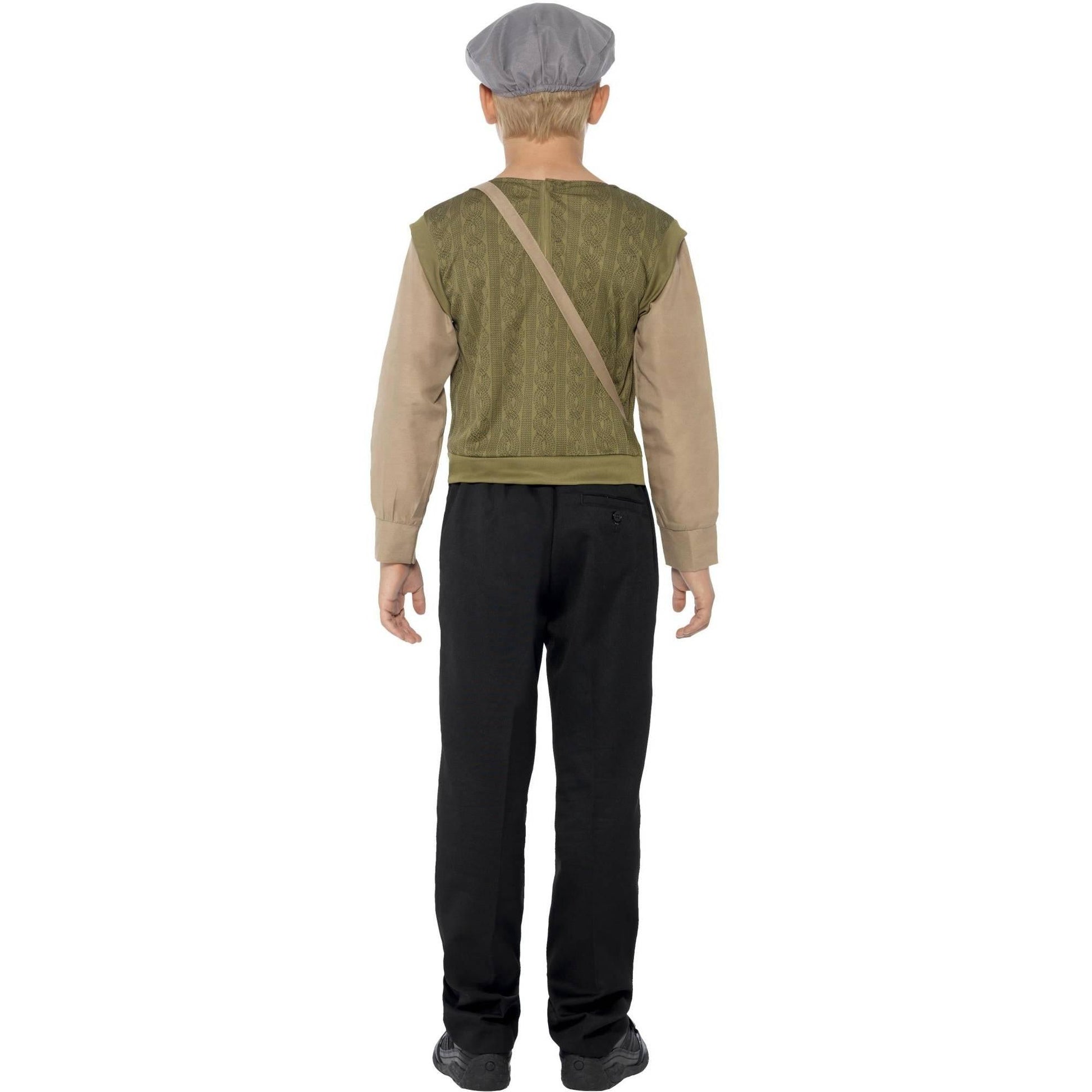 Green-Beige-Grey - Side - Smiffys Boys Evacuee Costume Set