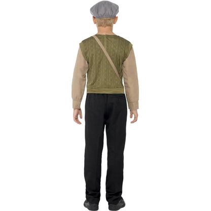 Green-Beige-Grey - Side - Smiffys Boys Evacuee Costume Set