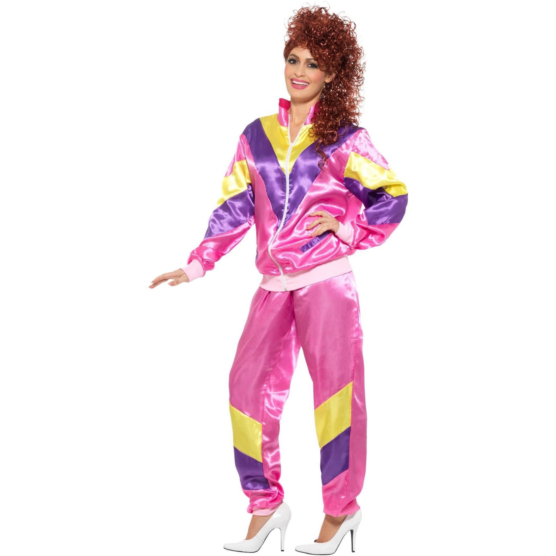 Pink-Yellow-Purple - Lifestyle - Smiffys Womens-Ladies 80s Height Of Fashion Costume Suit