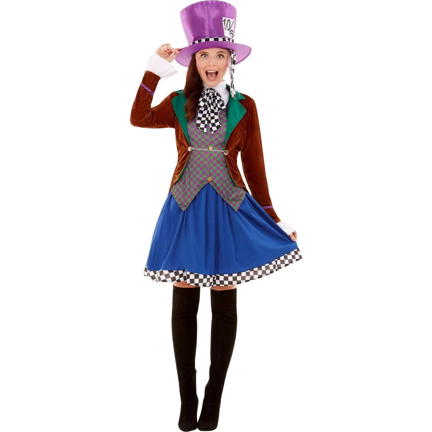 Multicoloured - Pack Shot - Smiffys Womens-Ladies Miss Hatter Costume Set