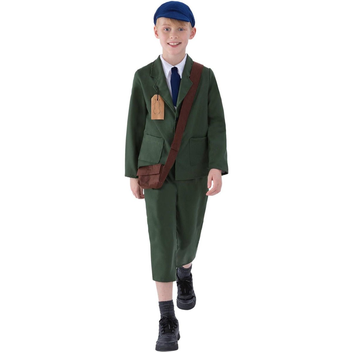 Smiffys World War II Evacuee Girl Costume - Dress, Hat & Bag Set For Kids Ages 10-12 (Size Large, Blue) - View #7