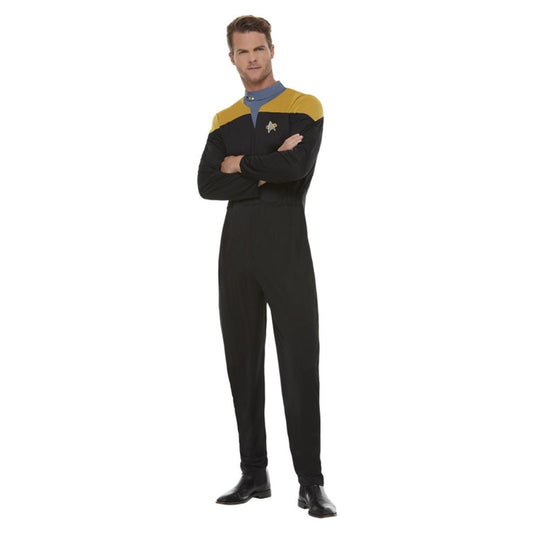 Gold-Black - Front - Star Trek Voyager Mens Operations Uniform Costume Set