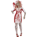 White-Red - Back - Smiffys Womens-Ladies Zombie Nurse Plus Costume Set