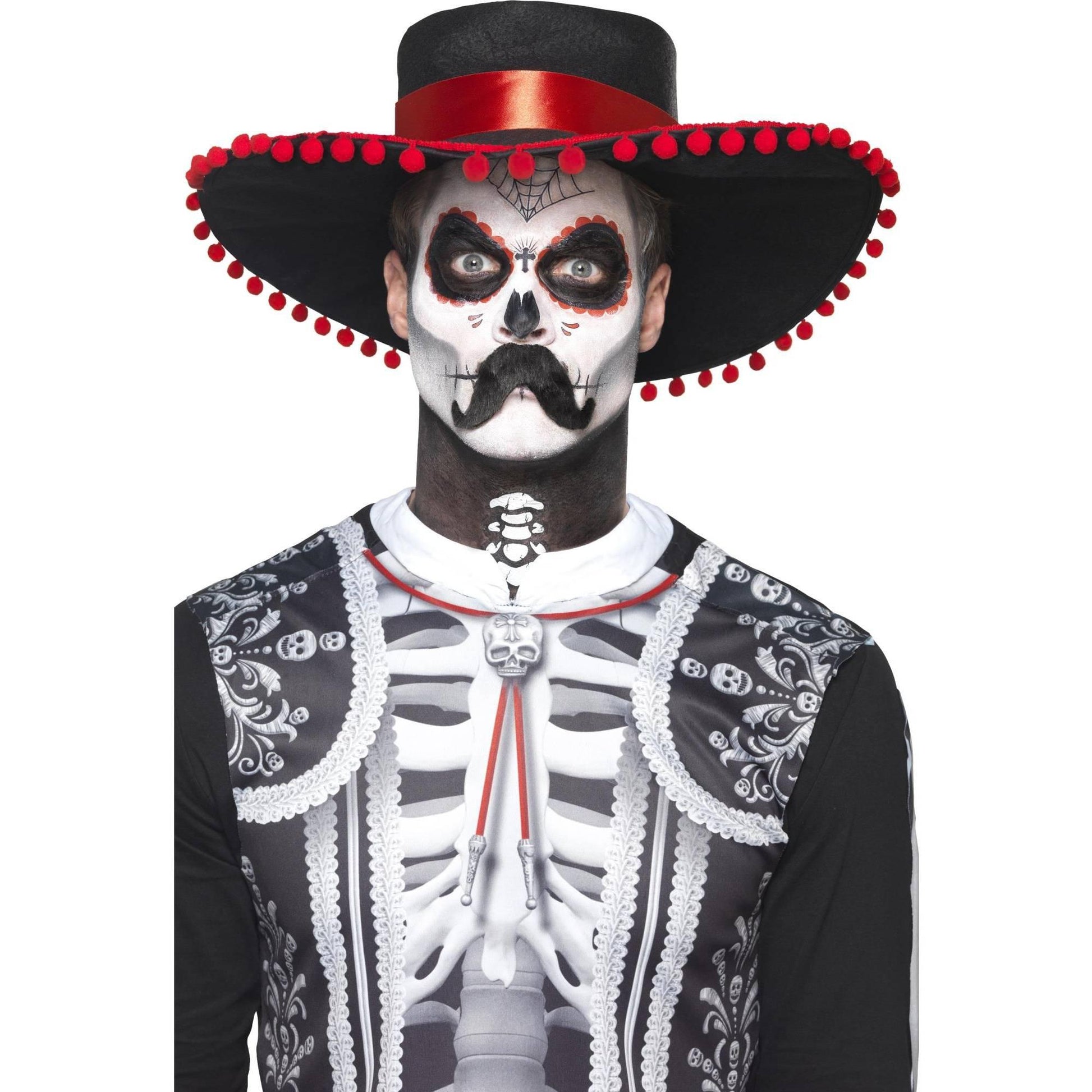 White-Black - Back - Smiffys Senor Bones Day Of The Dead Costume Make-Up Set