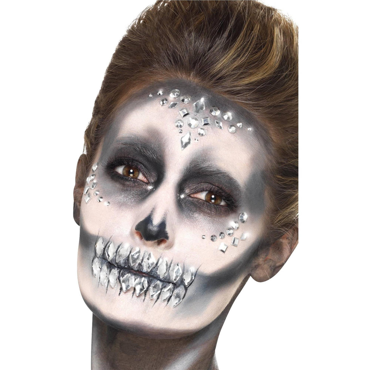 Silver - Back - Smiffys Make-Up FX Gemstone Face Jewels (Pack of 100)
