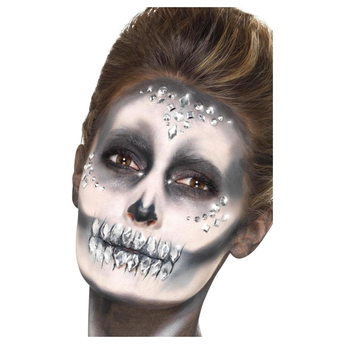 Silver - Front - Smiffys Make-Up FX Gemstone Face Jewels (Pack of 100)