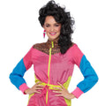 Pink-Multicoloured - Side - Smiffys Womens-Ladies 80s Colour Block Costume Ski Suit