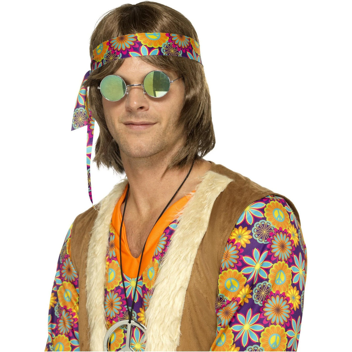 Green-Blue - Back - Smiffys Unisex Adult Hippie Costume Sunglasses