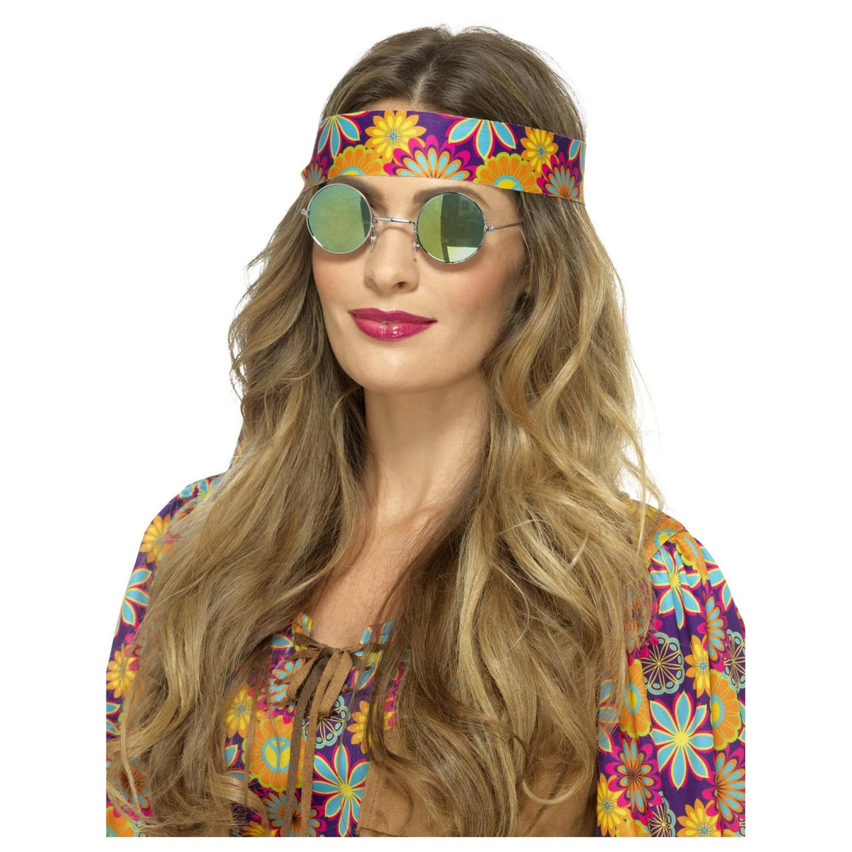 Green-Blue - Front - Smiffys Unisex Adult Hippie Costume Sunglasses