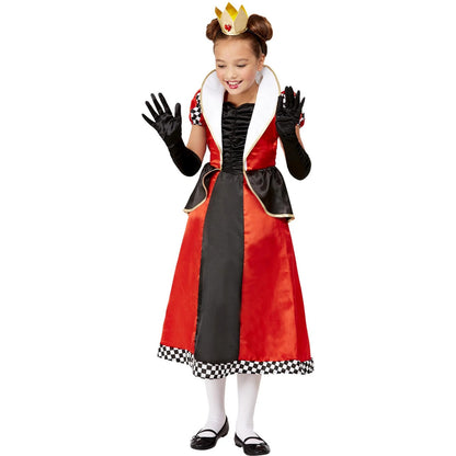 Red-Black-White - Front - Smiffys Girls Queen Of Hearts Costume Set