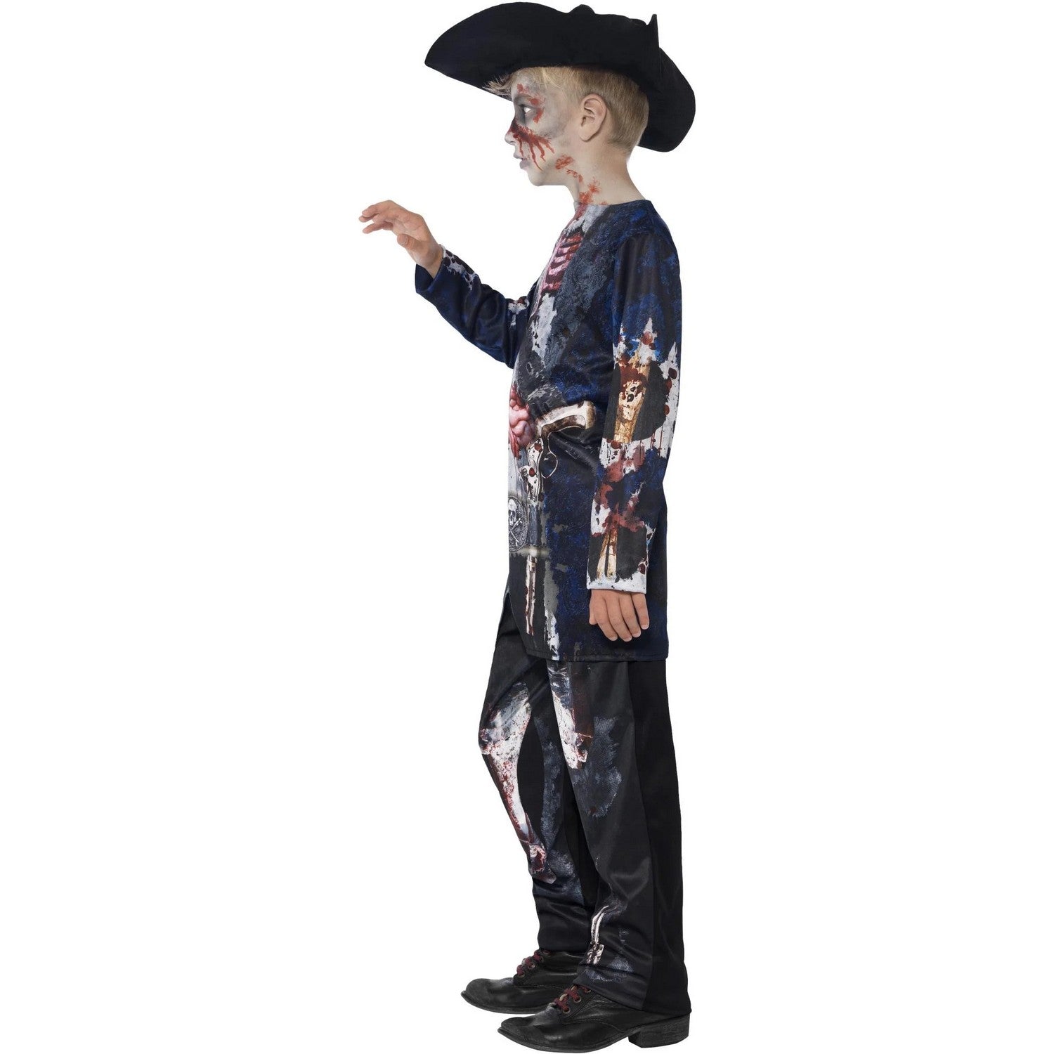 Black - Side - Smiffys Childrens-Kids Deluxe Jolly Rotten Pirate Costume Set