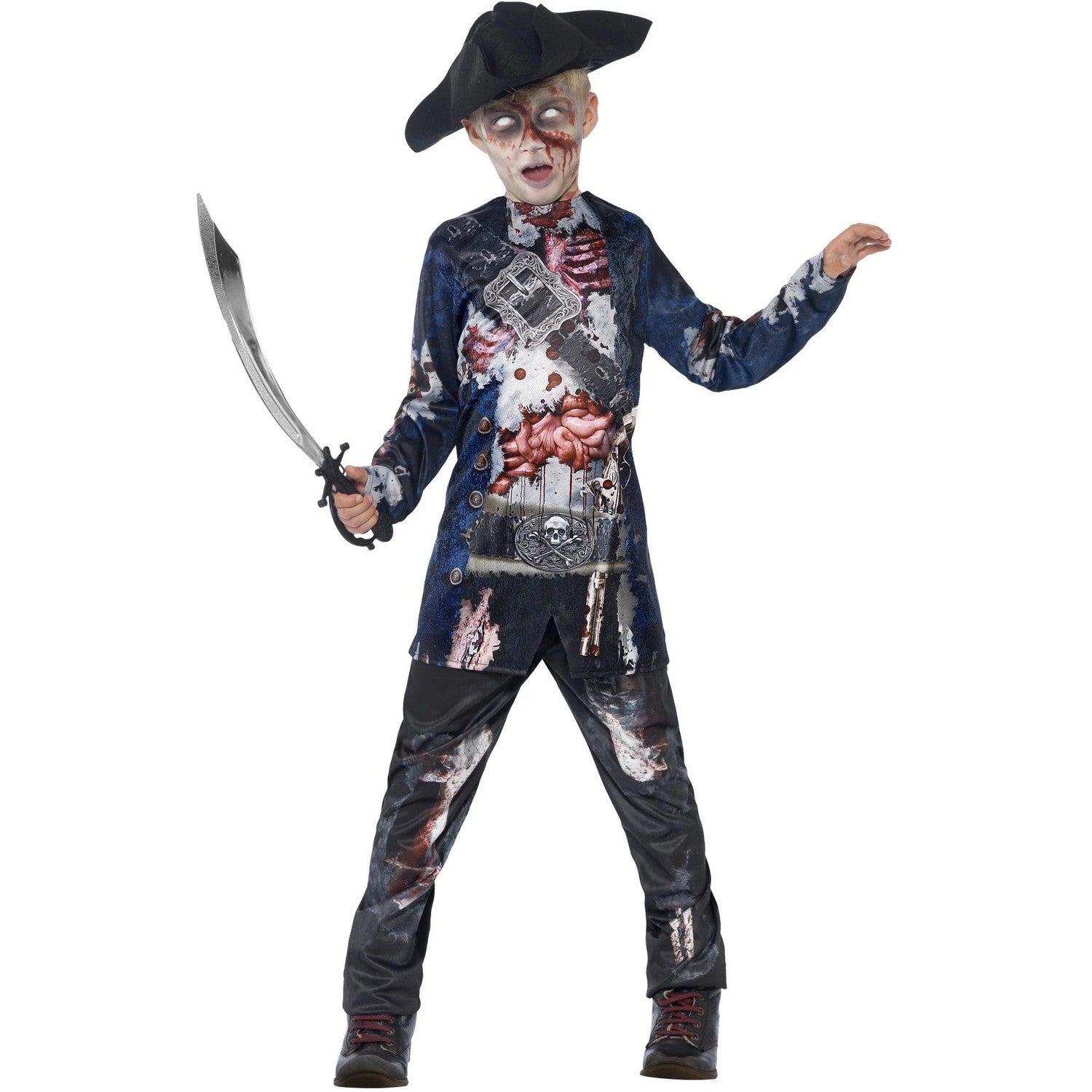 Black - Front - Smiffys Childrens-Kids Deluxe Jolly Rotten Pirate Costume Set