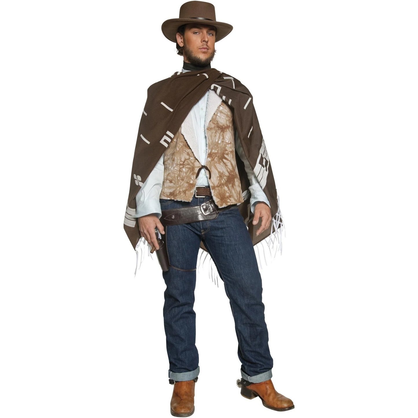 Brown - Lifestyle - Smiffys Mens Authentic Western Wandering Gunman Costume Set