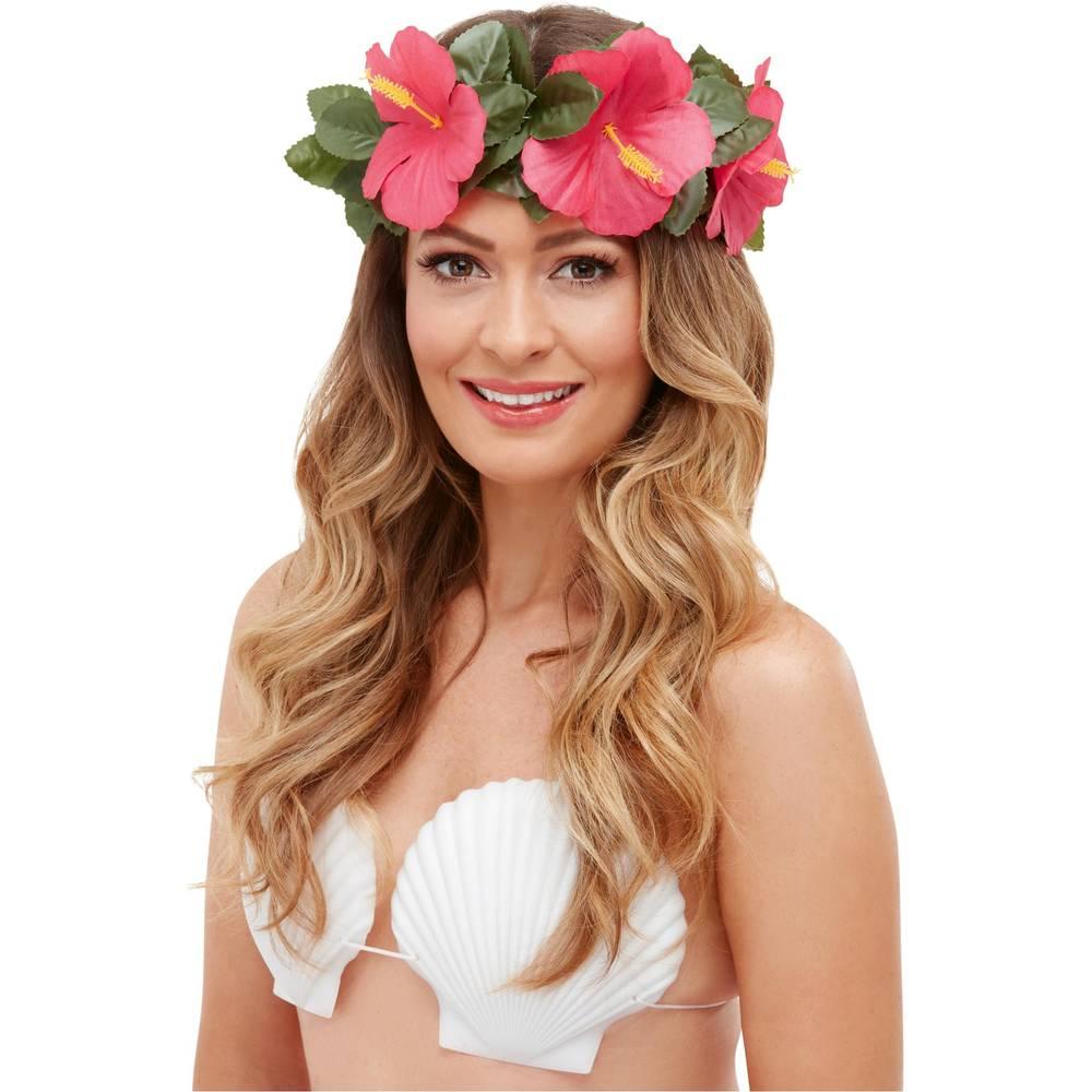 Green-Pink - Side - Smiffys Unisex Adult Hawaiian Luau-Beach Party Costume Prop Set
