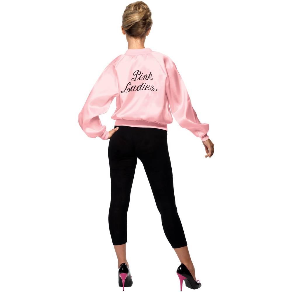 Pink - Side - Grease Womens-Ladies Pink Ladies Logo Jacket