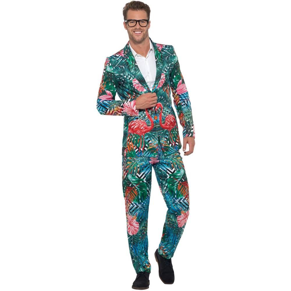Multicoloured - Back - Smiffys Mens Hawaiian Tropical Flamingo Costume Suit