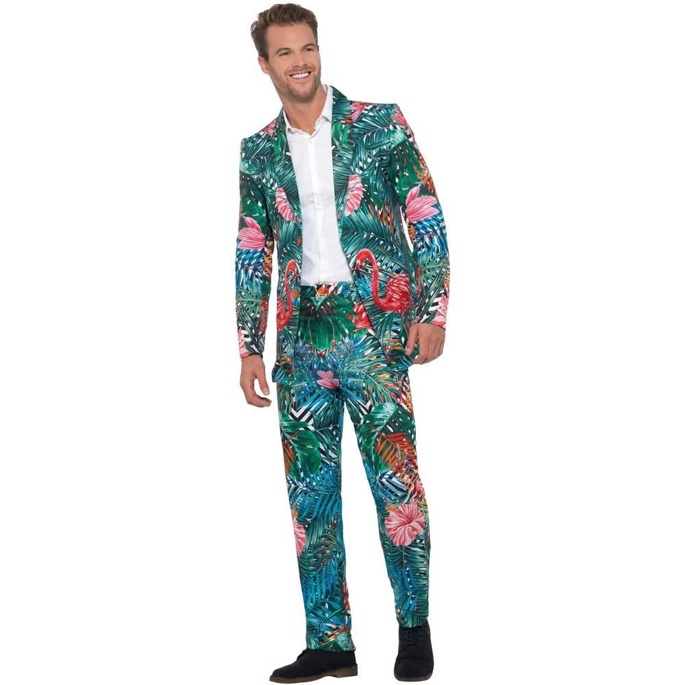 Multicoloured - Lifestyle - Smiffys Mens Hawaiian Tropical Flamingo Costume Suit