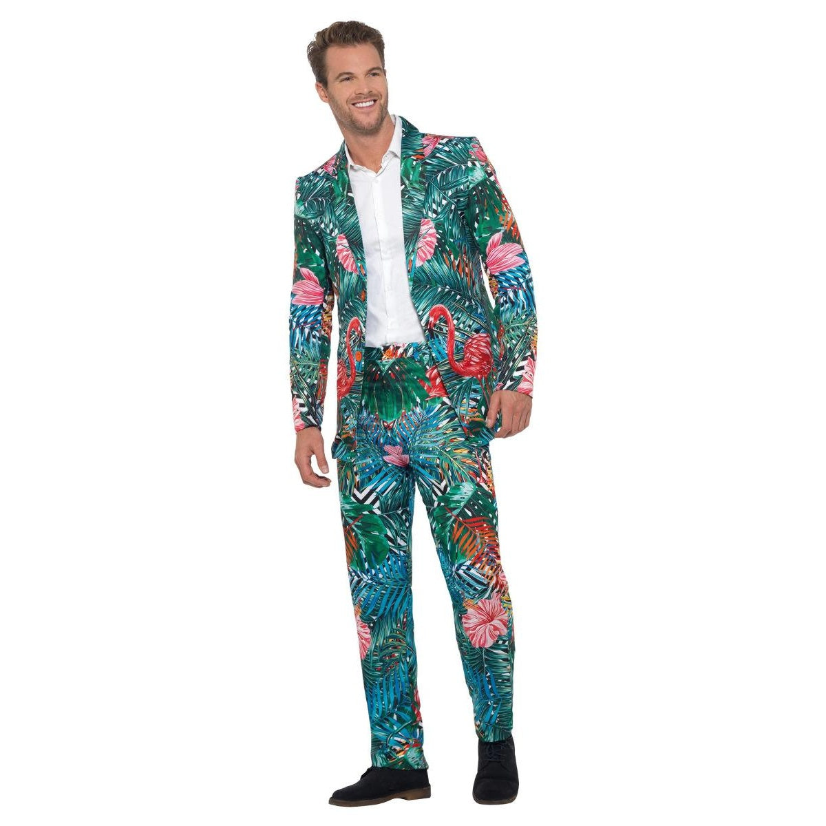 Multicoloured - Front - Smiffys Mens Hawaiian Tropical Flamingo Costume Suit