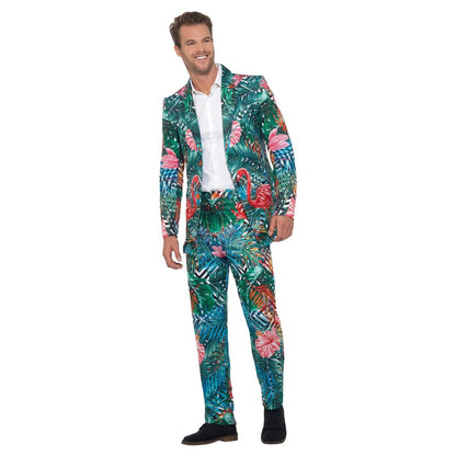 Multicoloured - Front - Smiffys Mens Hawaiian Tropical Flamingo Costume Suit