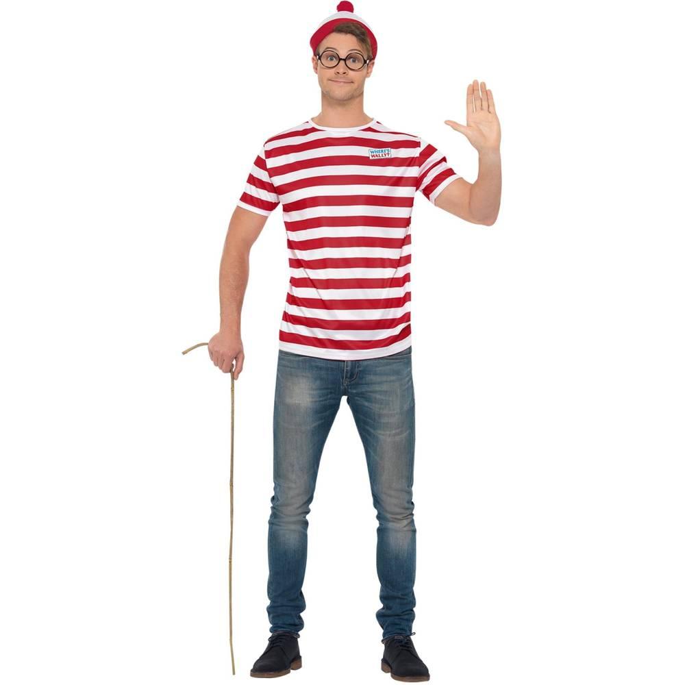 White-Red - Back - Wheres Wally? Unisex Adult Costume Set