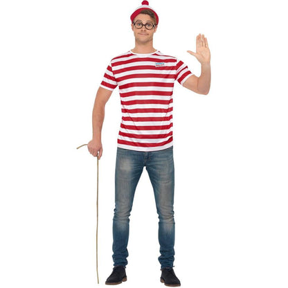 White-Red - Back - Wheres Wally? Unisex Adult Costume Set