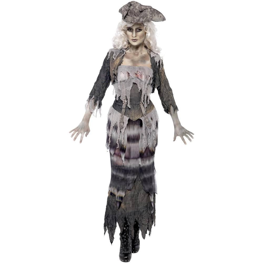 Grey - Back - Smiffys Womens-Ladies Ghost Ship Ghoulina Costume