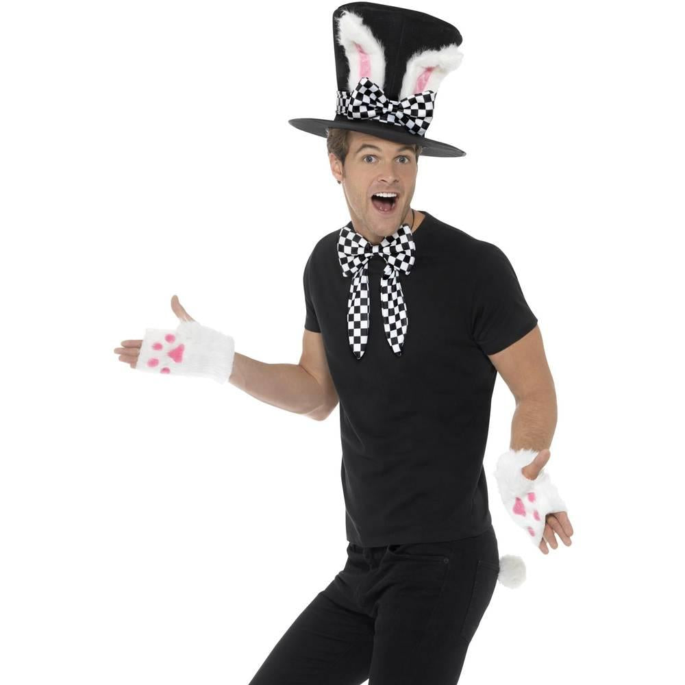 Black-White-Pink - Back - Smiffys Unisex Adult Hare Tea Party Costume Accessory Set