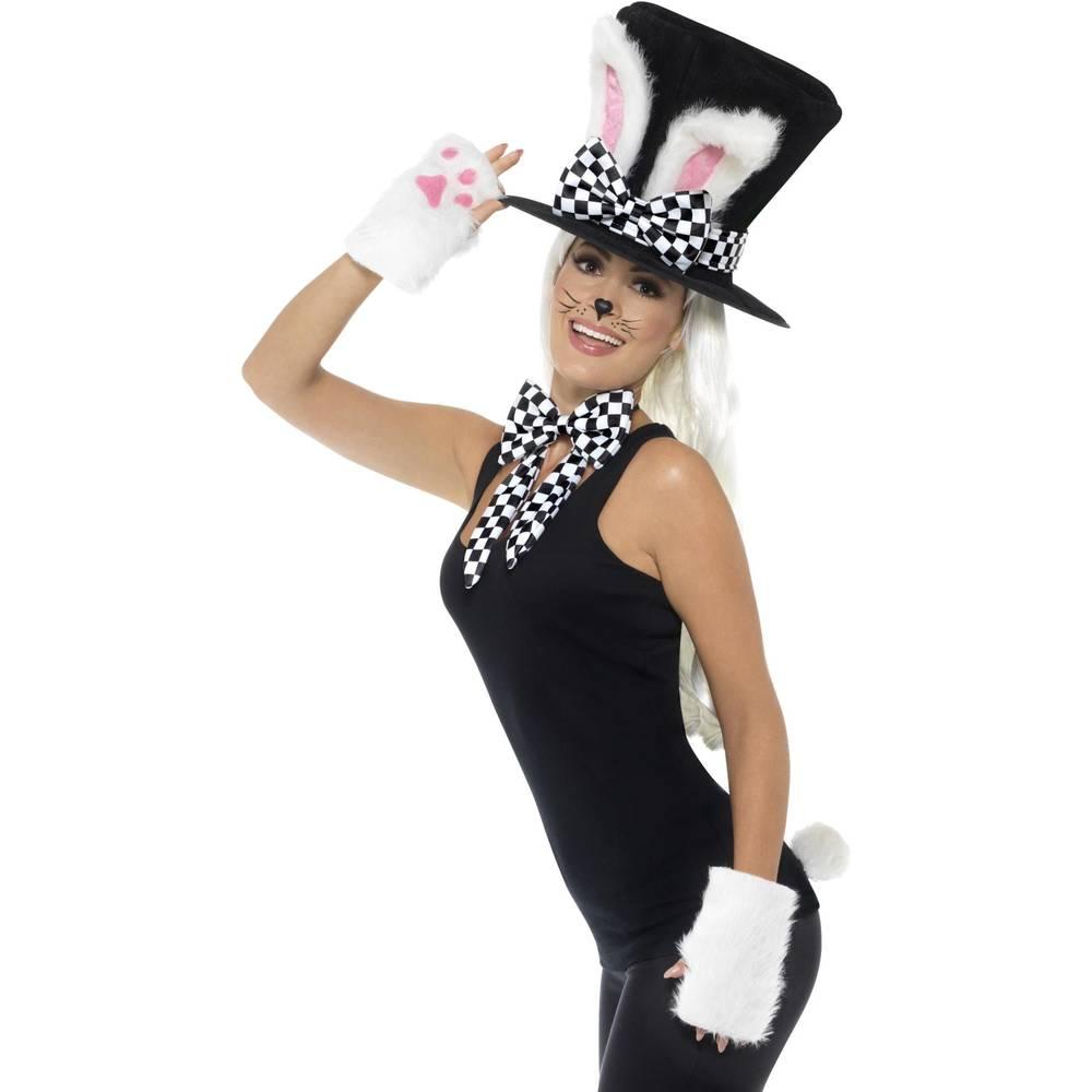 Black-White-Pink - Side - Smiffys Unisex Adult Hare Tea Party Costume Accessory Set