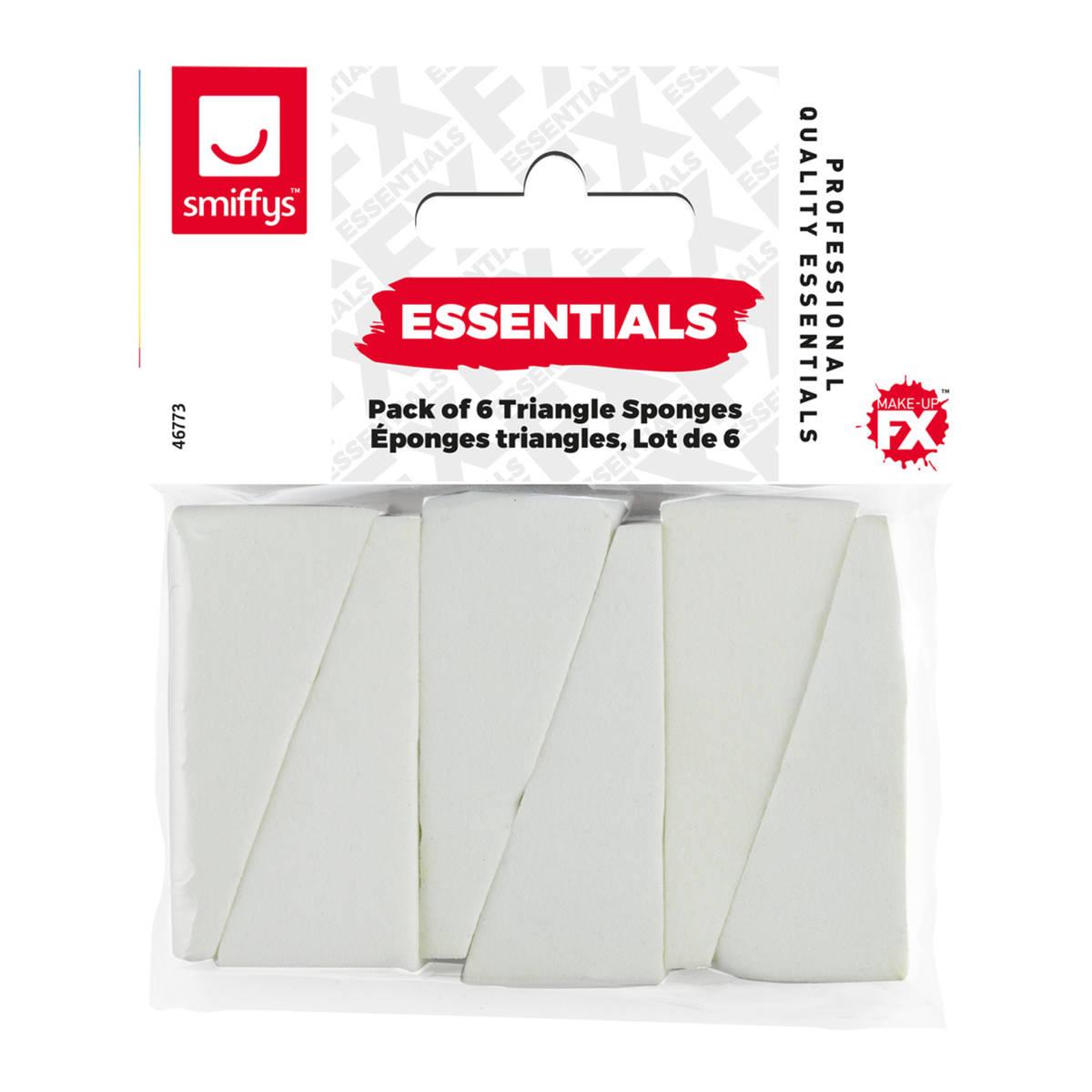 White - Front - Smiffys Triangle Make-Up Sponge (Pack of 6)