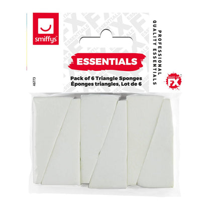 White - Front - Smiffys Triangle Make-Up Sponge (Pack of 6)