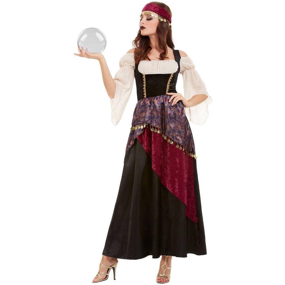 Black-Red-White - Back - Smiffys Womens-Ladies Deluxe Fortune Teller Costume Set
