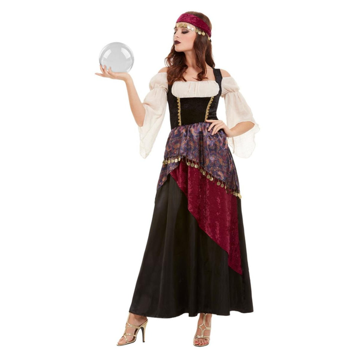 Black-Red-White - Front - Smiffys Womens-Ladies Deluxe Fortune Teller Costume Set