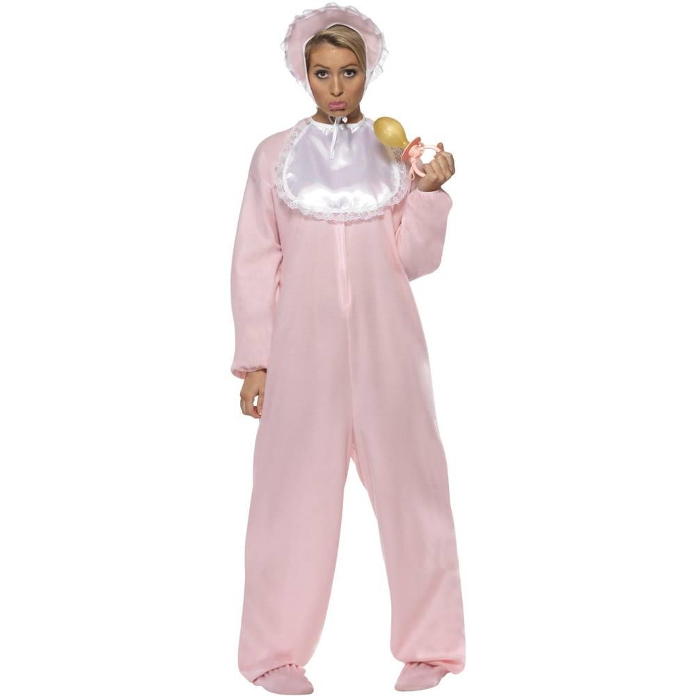 Pink - Back - Smiffys Womens-Ladies Baby Romper Costume