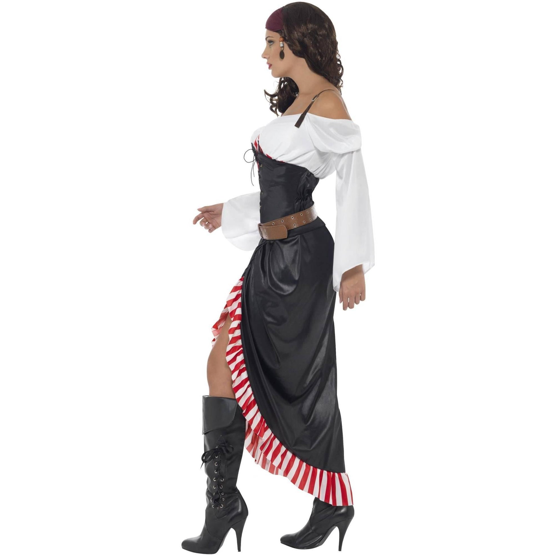 Black-White - Lifestyle - Smiffys Womens-Ladies Sultry Swashbuckler Costume Set