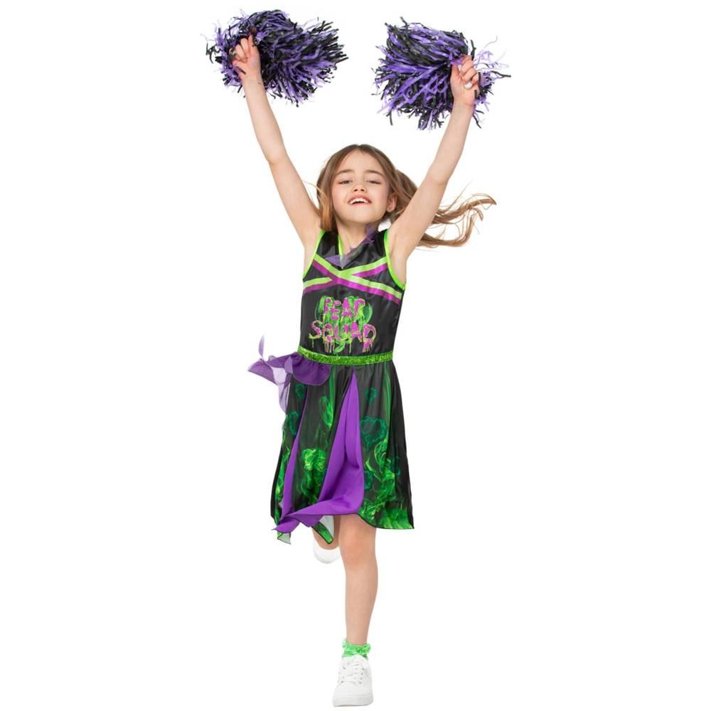 Black-Green-Purple - Back - Smiffys Girls Fear Squad Toxic Cheerleader Costume Set