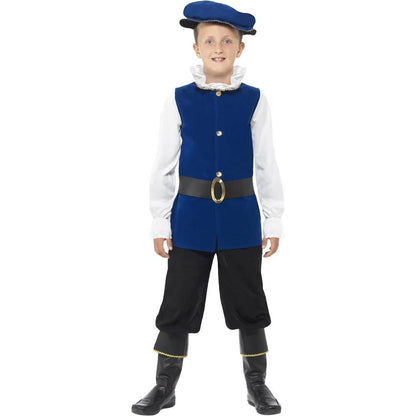 Royal Blue-Black-White - Back - Smiffys Boys Tudor Costume Set