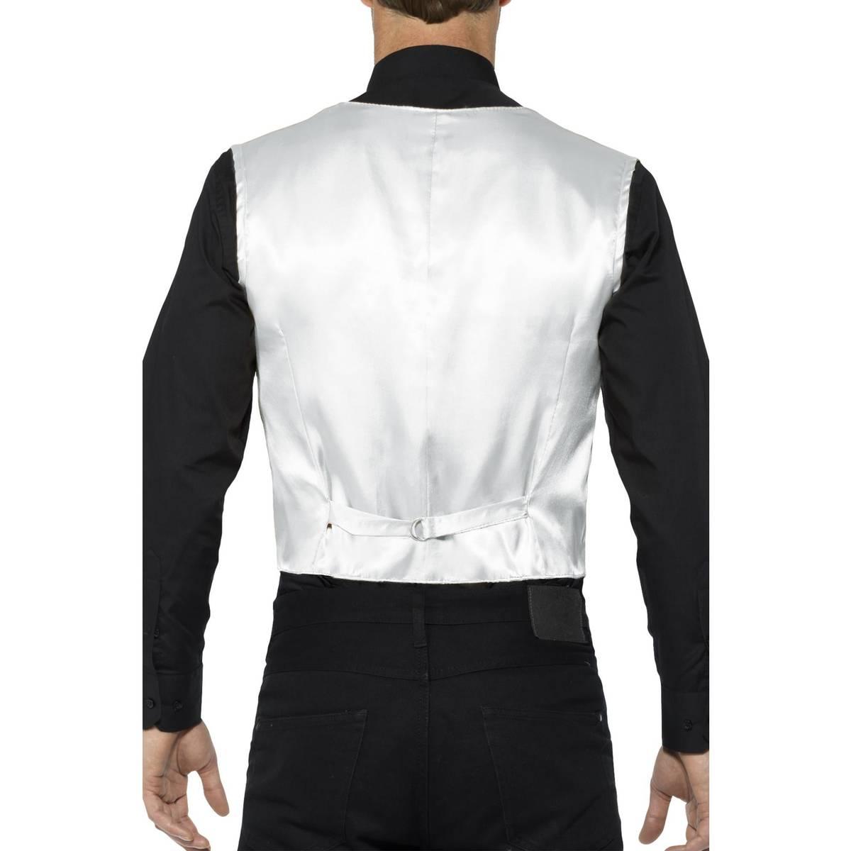 Silver - Side - Smiffys Unisex Adult Sequin Costume Vest