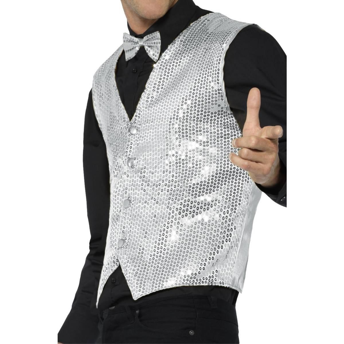 Silver - Lifestyle - Smiffys Unisex Adult Sequin Costume Vest