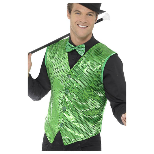 Green - Front - Smiffys Unisex Adult Sequin Costume Vest