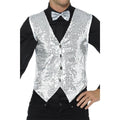 Silver - Back - Smiffys Unisex Adult Sequin Costume Vest