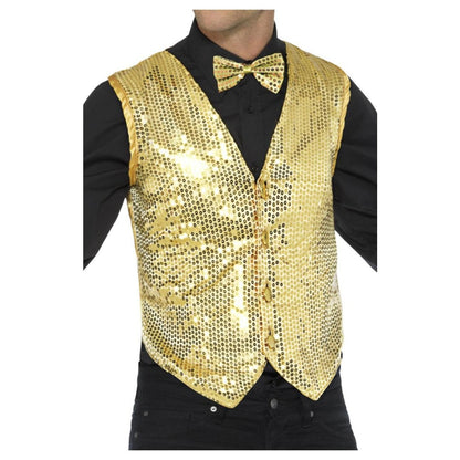 Gold - Front - Smiffys Unisex Adult Sequin Costume Vest