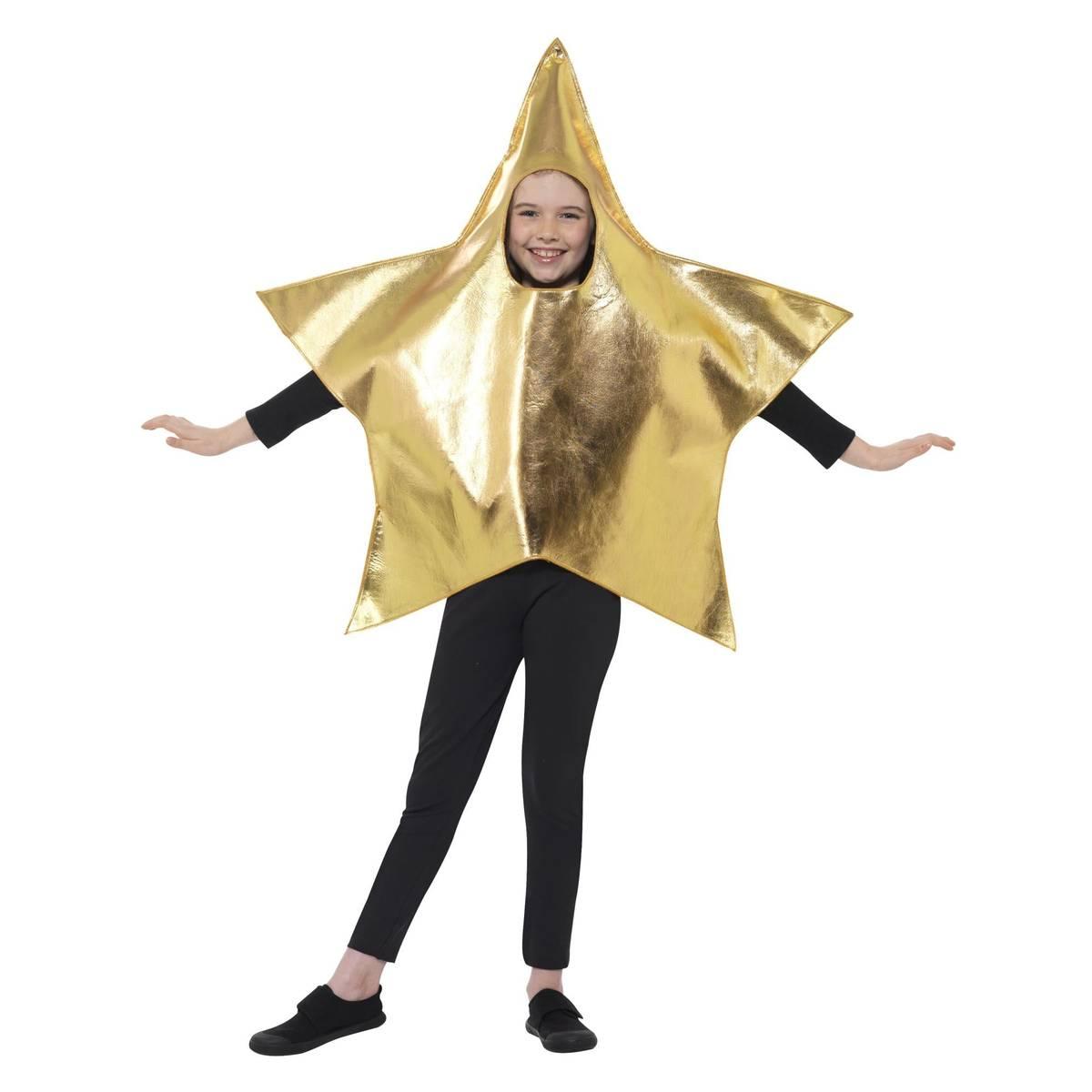 Gold - Back - Smiffys Childrens-Kids Shiny Star Costume