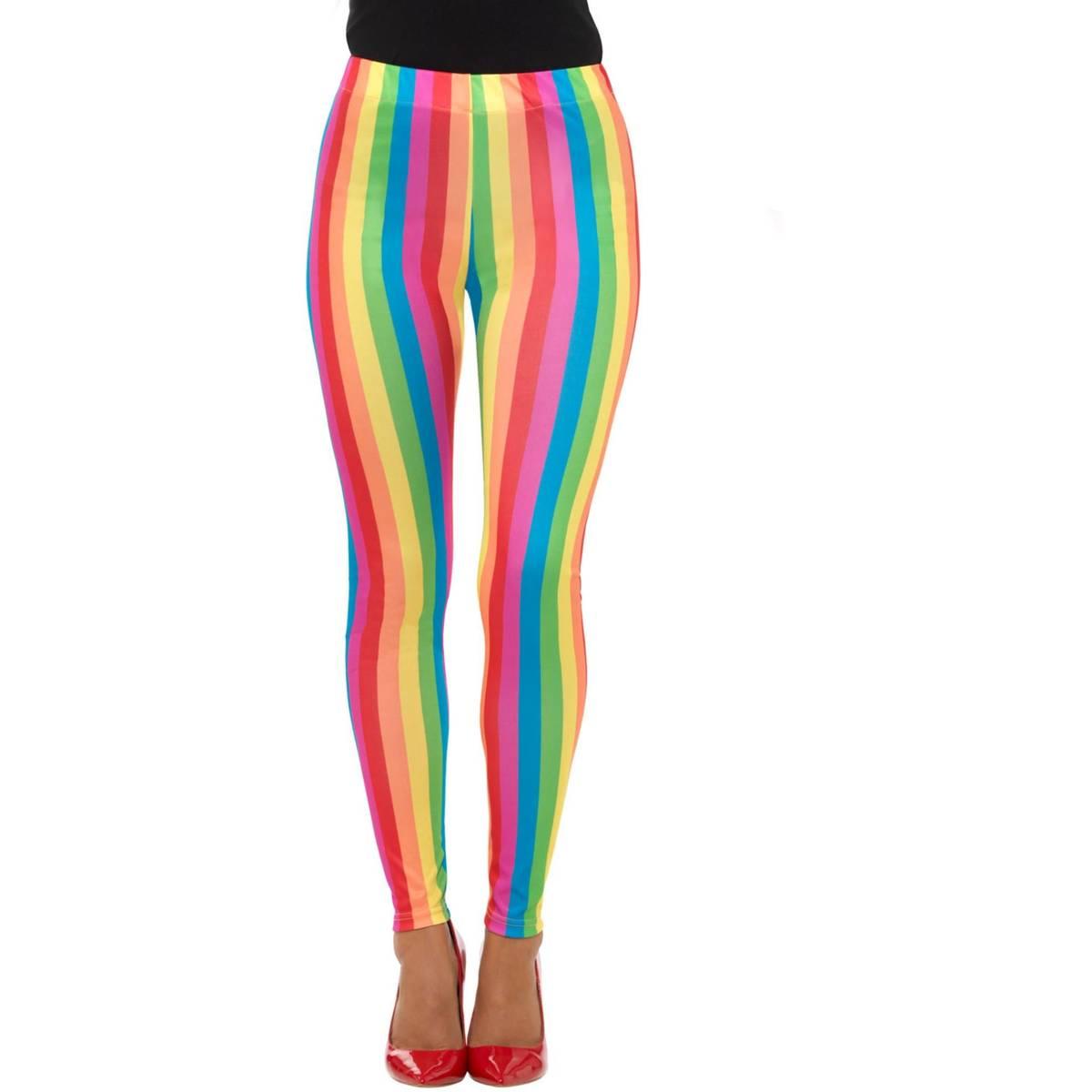 Multicoloured - Back - Smiffys Womens-Ladies Clown Rainbow Leggings