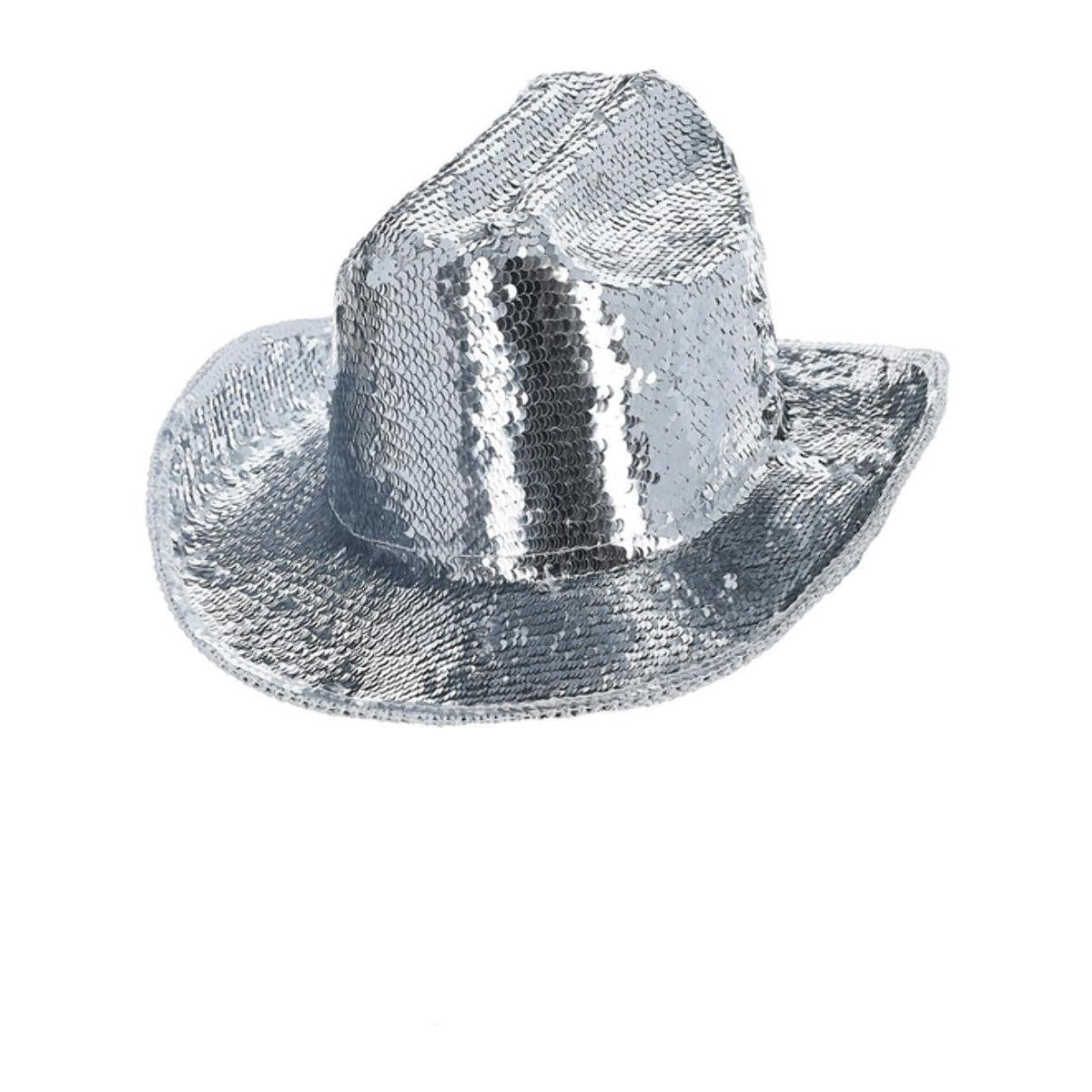 Silver - Front - Smiffys Fever Deluxe Sequin Cowboy Hat