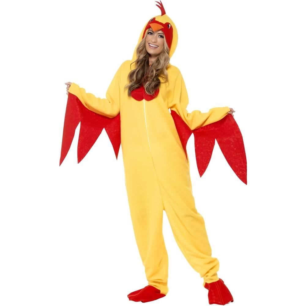 Yellow-Red - Side - Smiffys Unisex Adult Chicken Costume