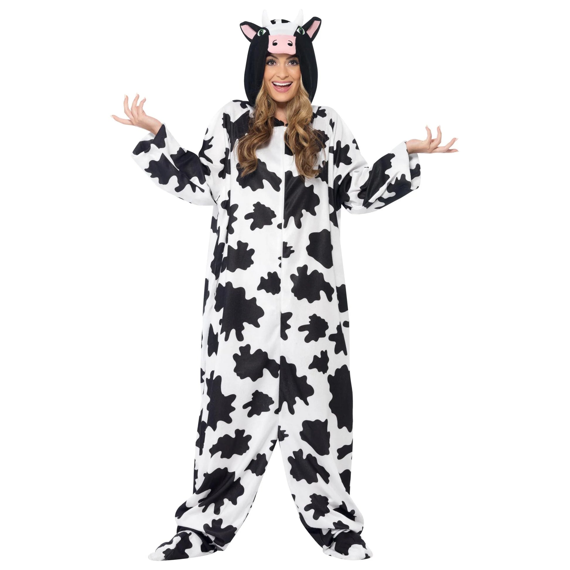 Black-White - Lifestyle - Smiffys Unisex Adult Cow Costume