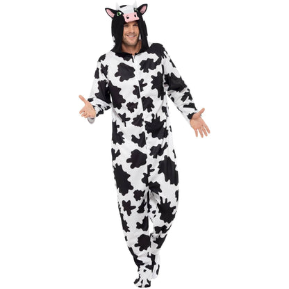 Black-White - Front - Smiffys Unisex Adult Cow Costume