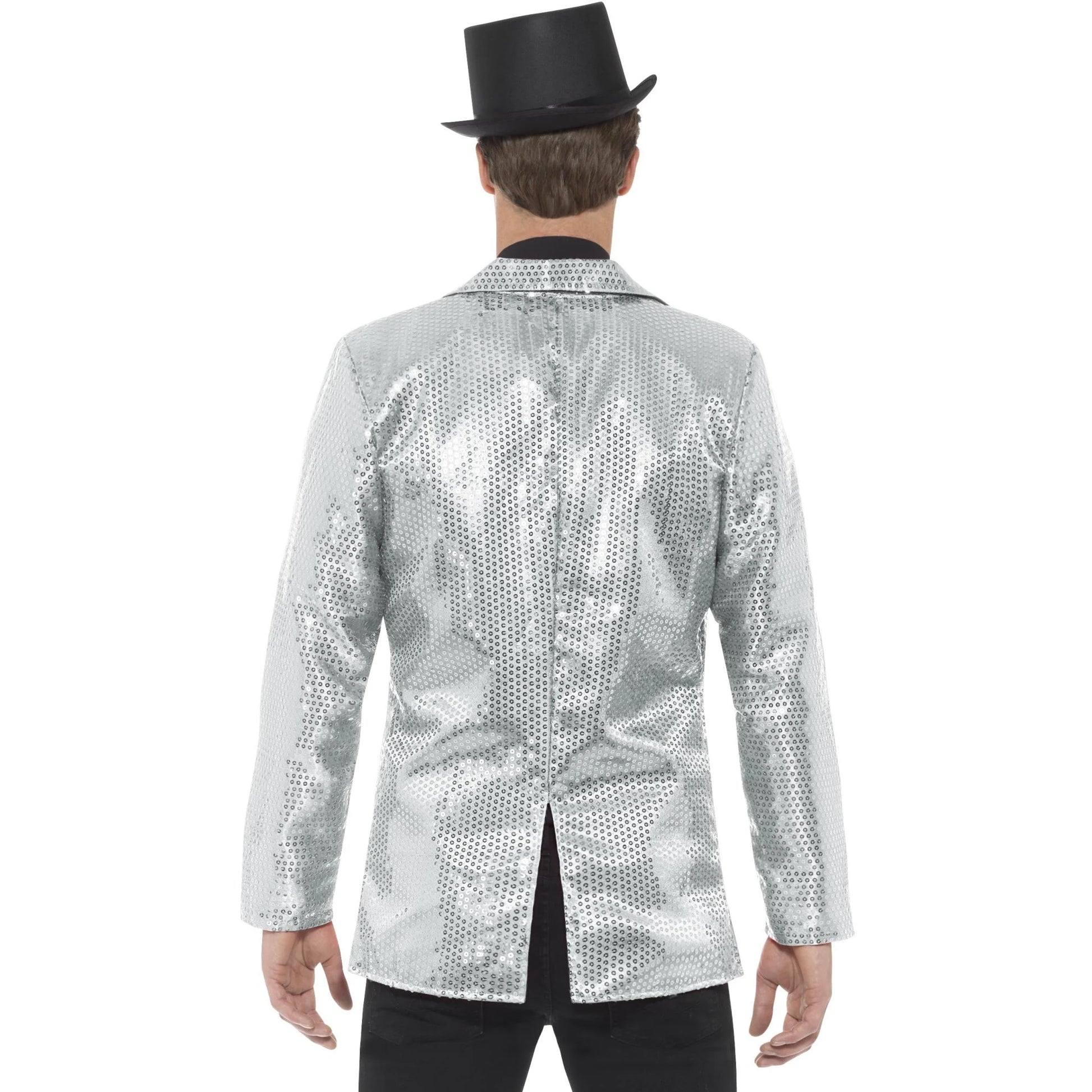 Silver - Back - Smiffys Mens Sequins Costume Jacket