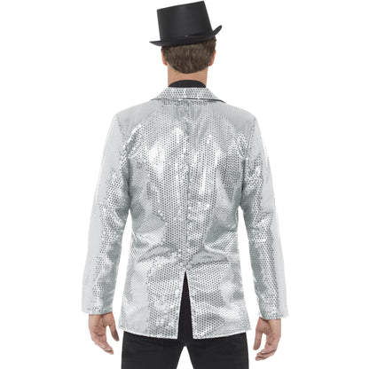 Silver - Back - Smiffys Mens Sequins Costume Jacket